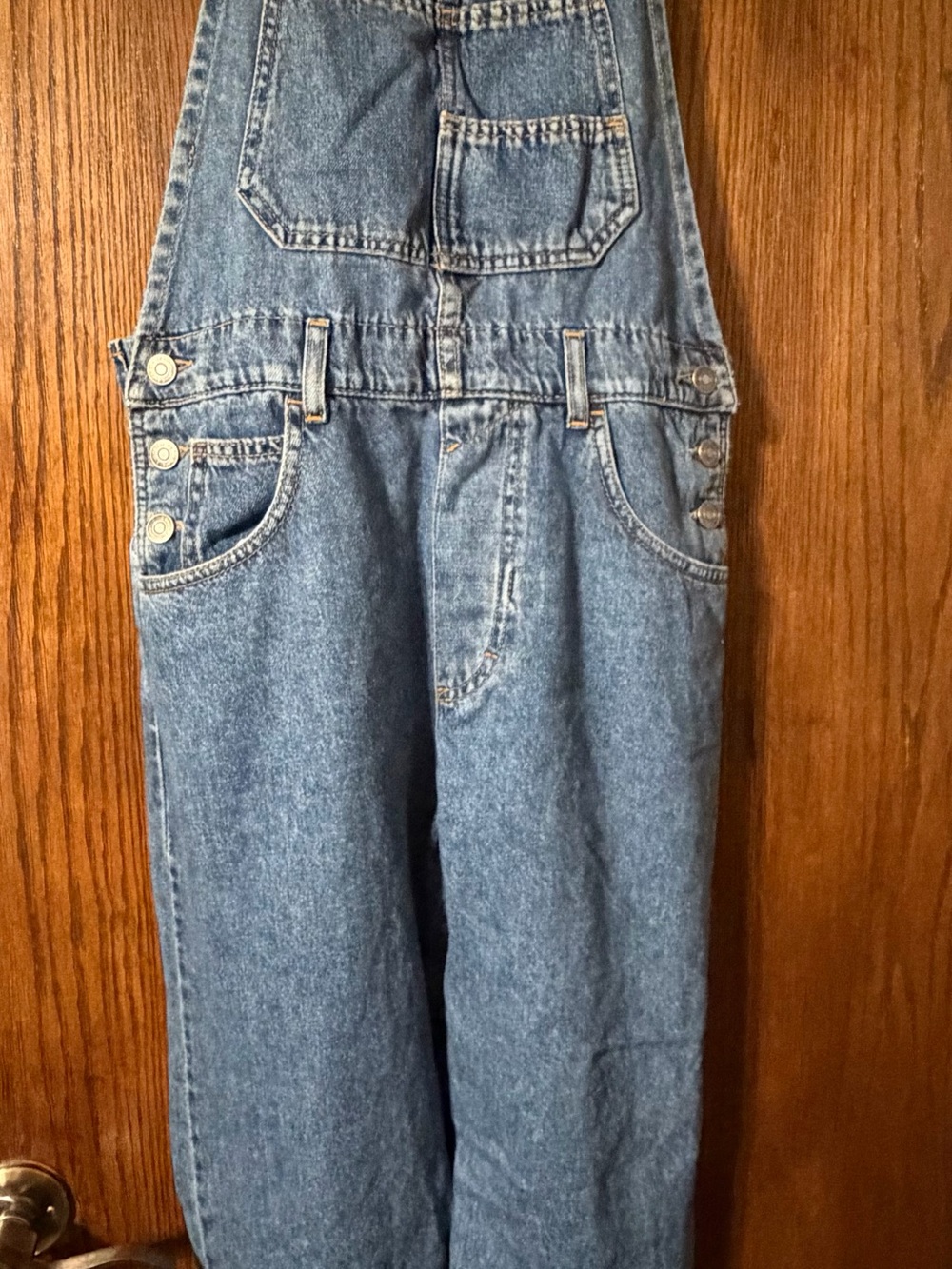 We The Free Blue Denim Overalls with Bib Pocket